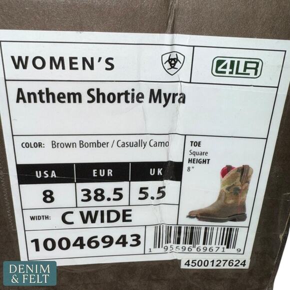 Ariat Anthem Shortie Myra Camo Pink Trim Women’s Western Boots Size 8 Wide - Picture 9 of 11